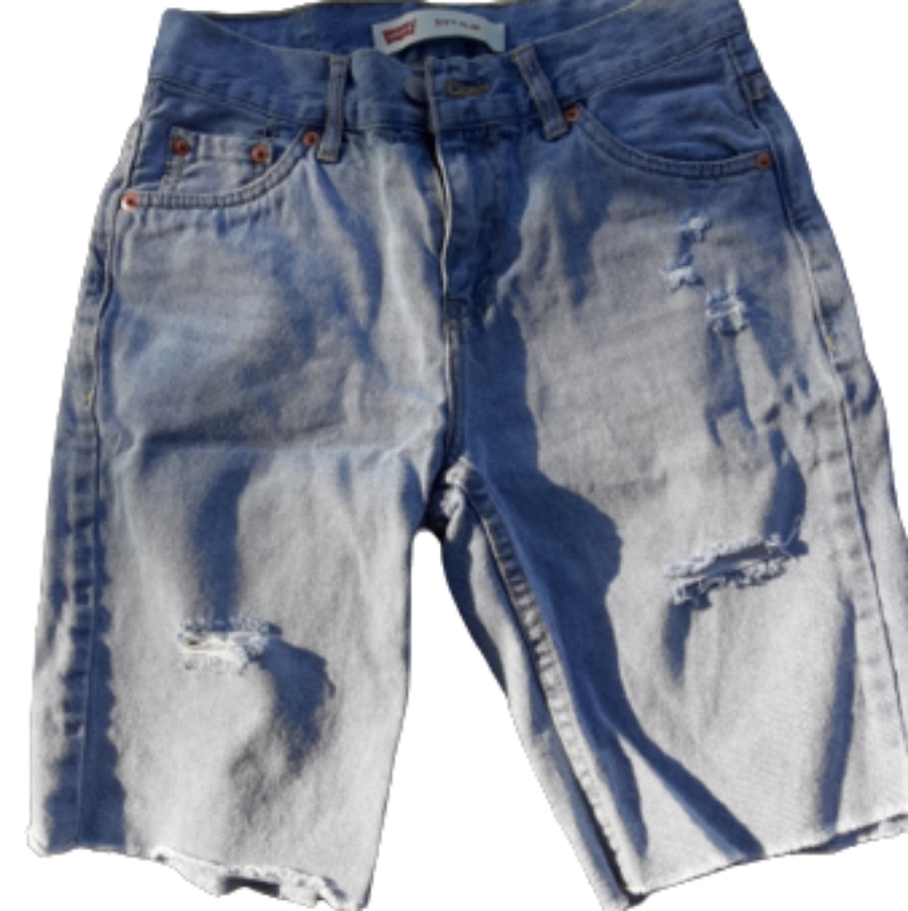 LEVI Stylish Slim Fit Distressed Denim Shorts Size 14